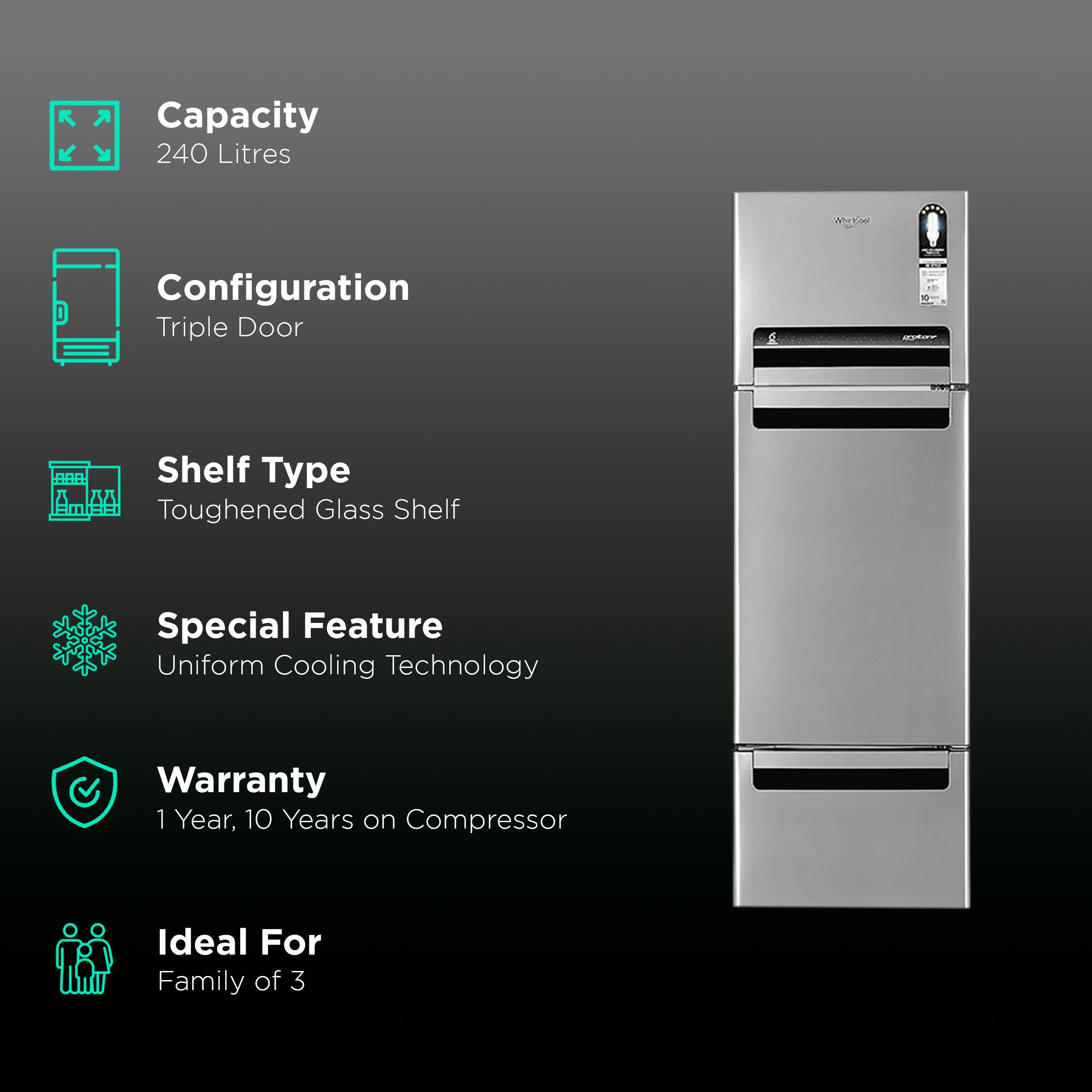 Buy Whirlpool FP 263D Protton Roy 240 Litres Frost Free Triple Door
